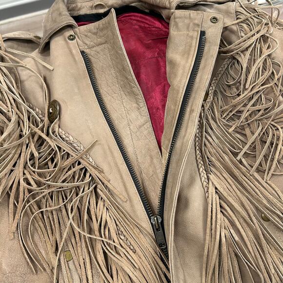 Vintage Indian Motorcycles Fringe Tassel Brown Leather Jacket Size Large L B3 - Picture 5 of 11